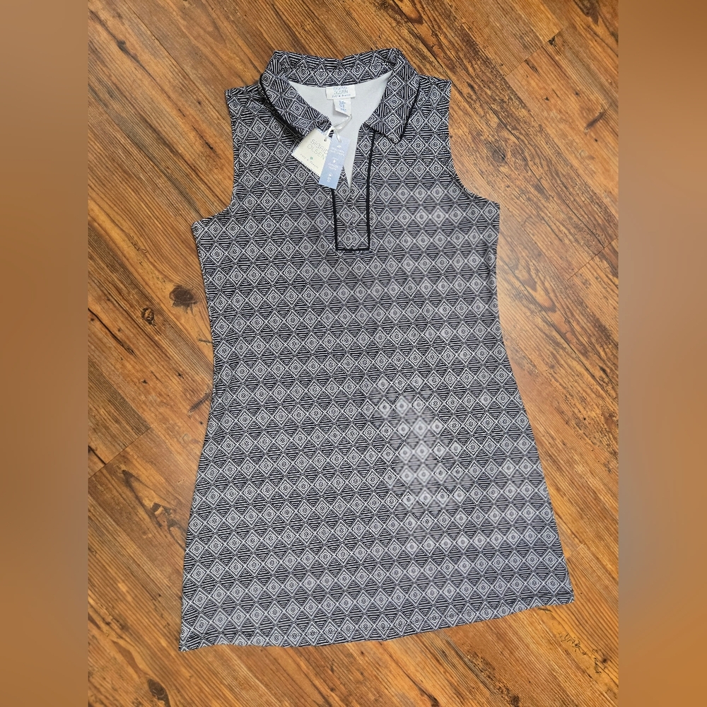 Sigrid Olsen Black White Tennis Sport dress M nwt golf pickle tennis sport upf50